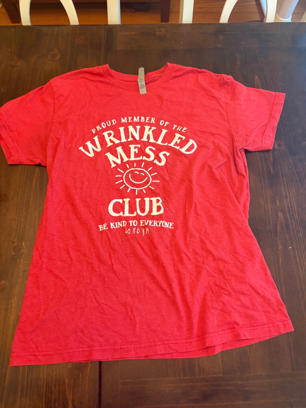 Unisex Wrinkled Mess Club Graphic Tee - Red